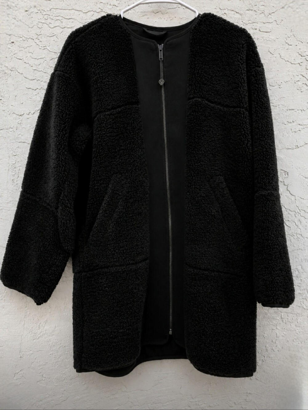 Lululemon Colarless Textured Fleece Full Zip Oversized Coat Jacket Size 6 - Picture 9 of 13